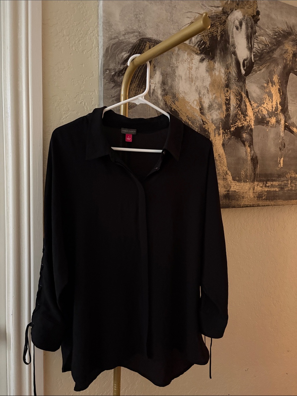 Vince Camuto Black Button-Front Blouse